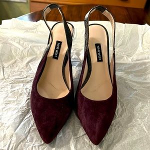 Nine West Burgundy Slingback Heels